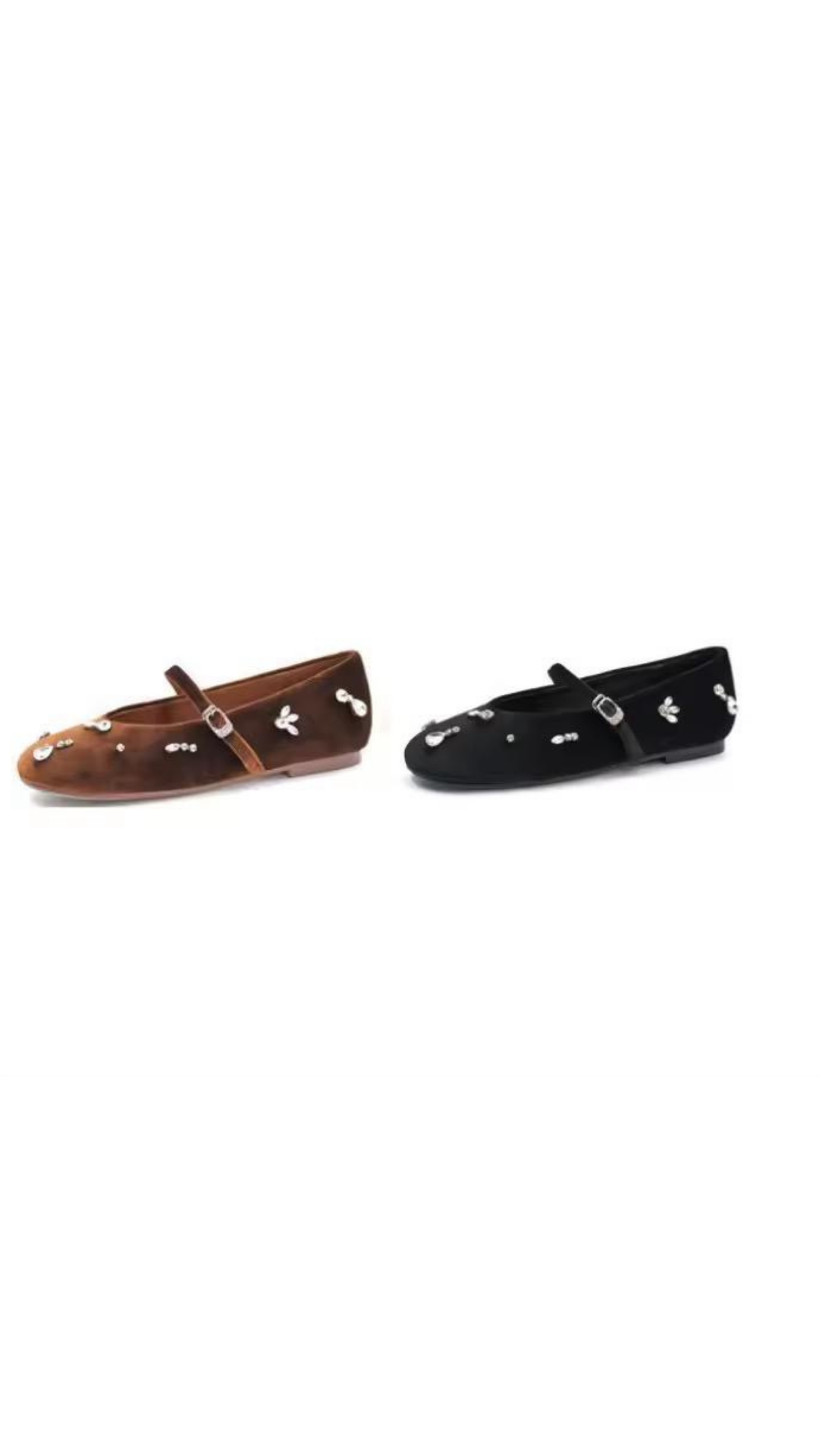Velour Embellished Flats