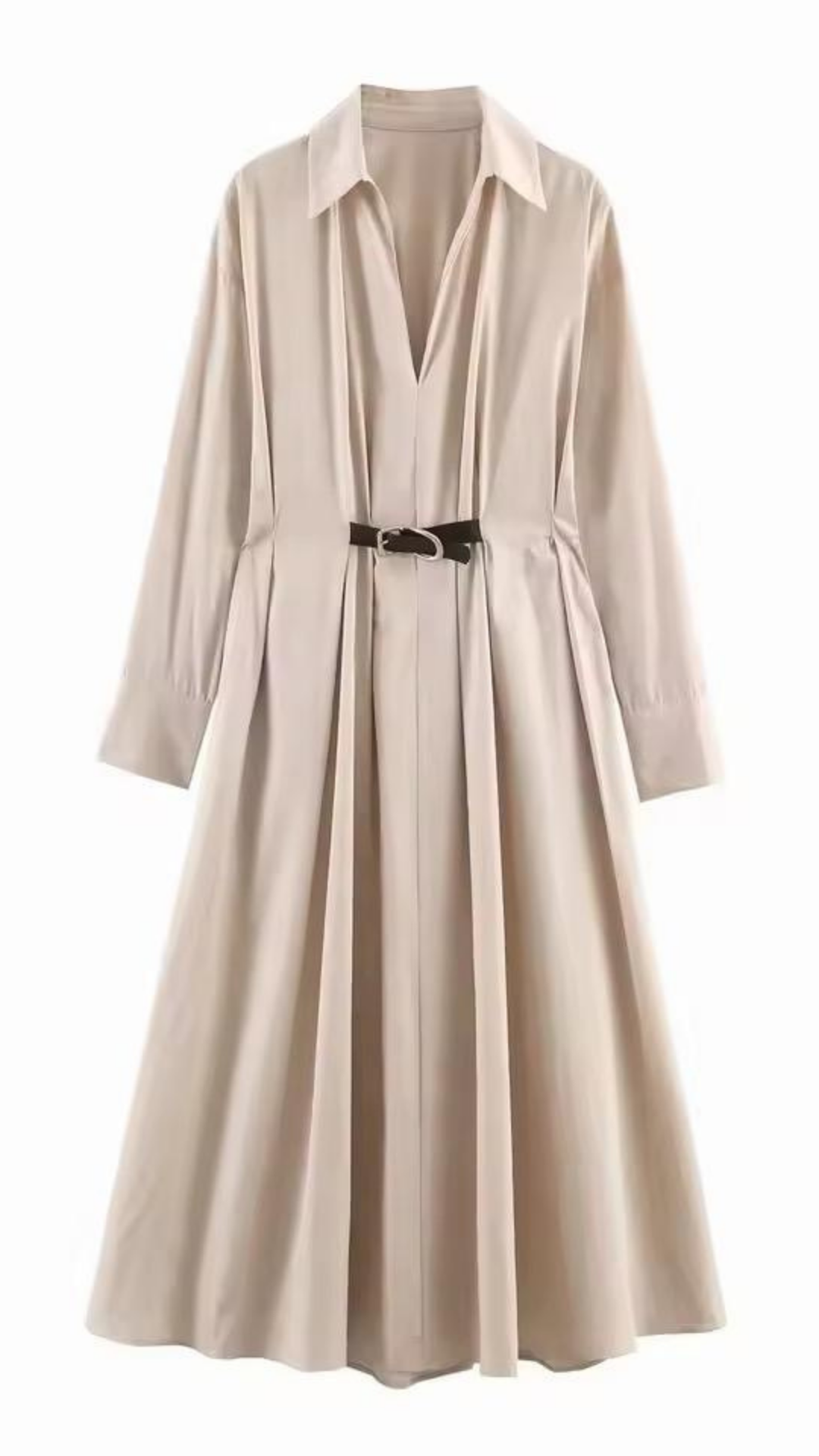 Pleated Belted Dress