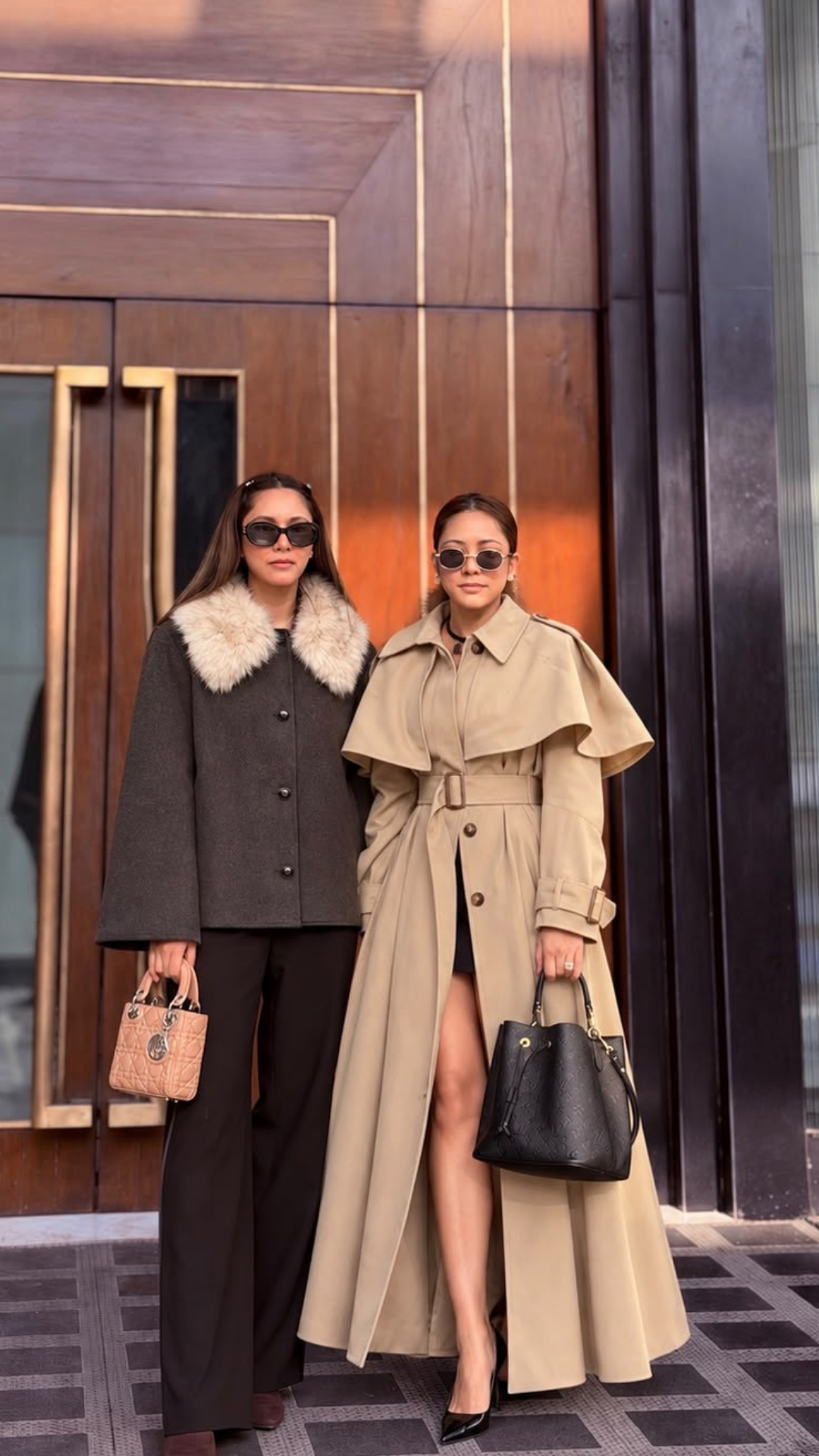 Fur collared coat