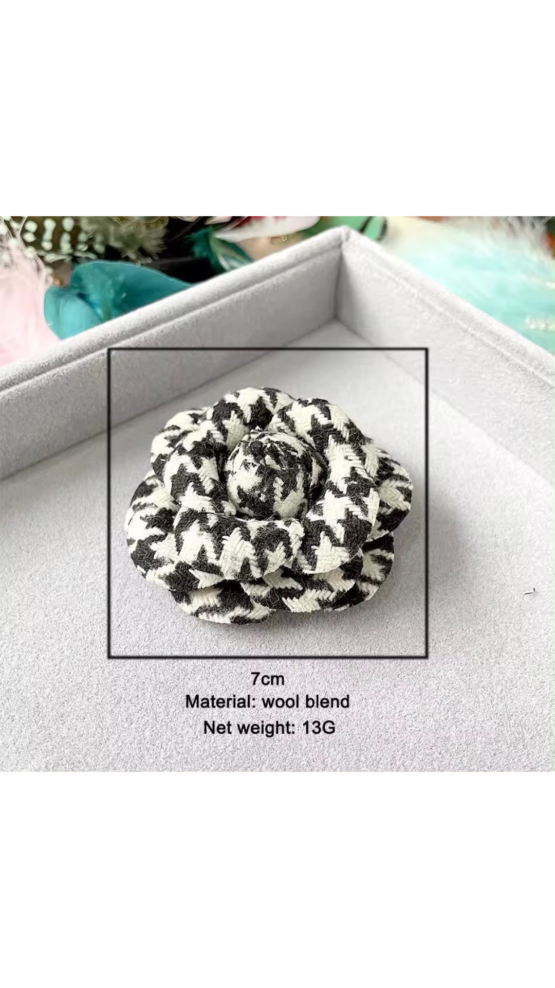 Tweed flower brooch