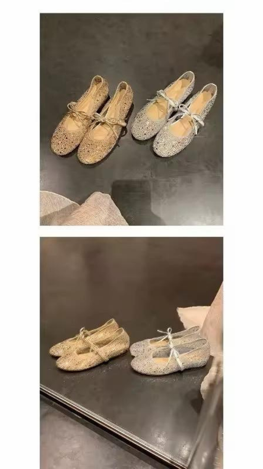 Bling Mesh Ballerinas