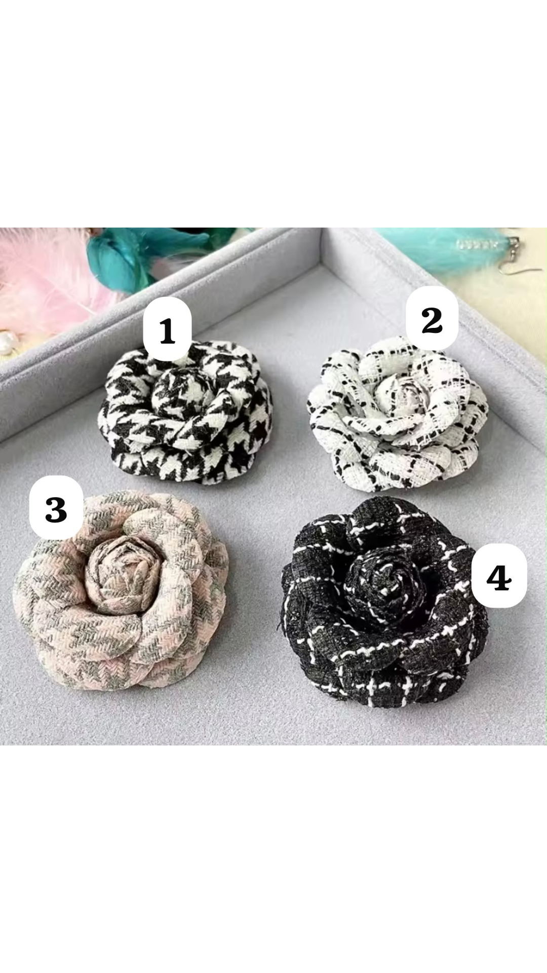 Tweed flower brooch