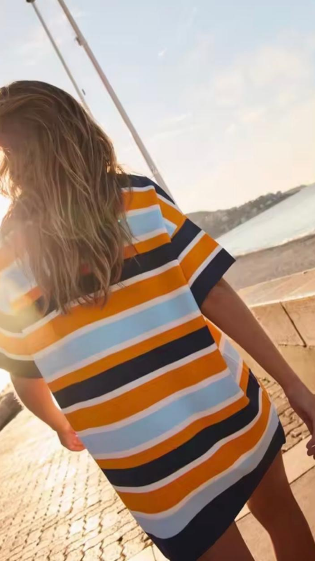 Striped Knit Shirt Dress