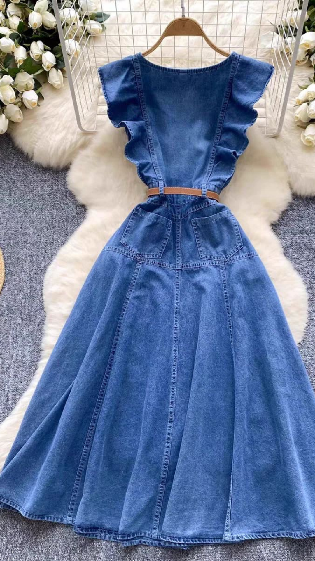 Ruffle Denim Dress