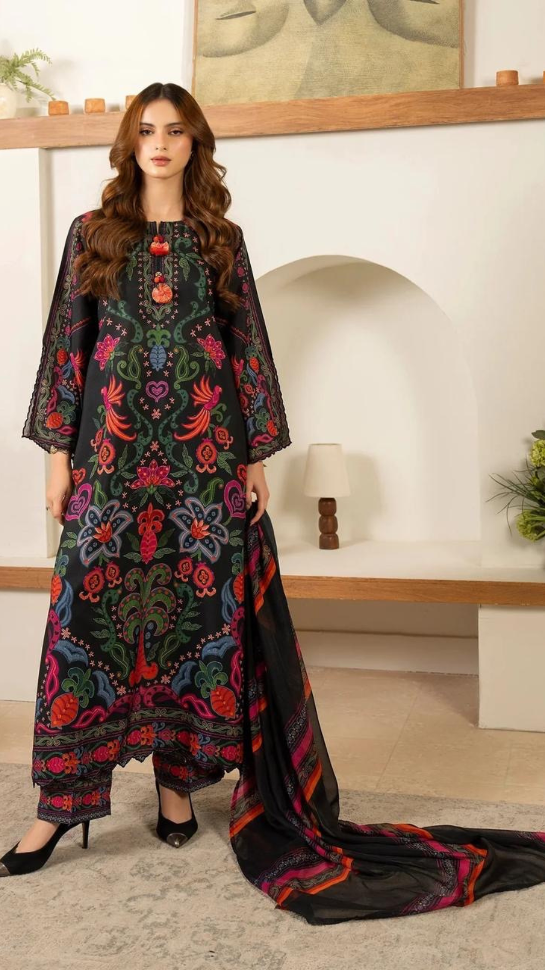 Luxe Silk Printed Long Kurta & Dupatta