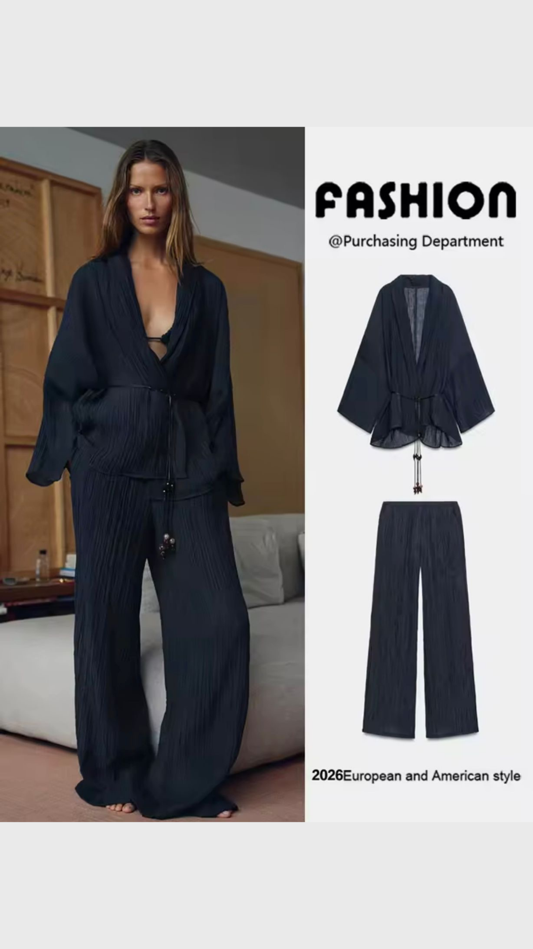 Crinkle Effect Top & Pants Set