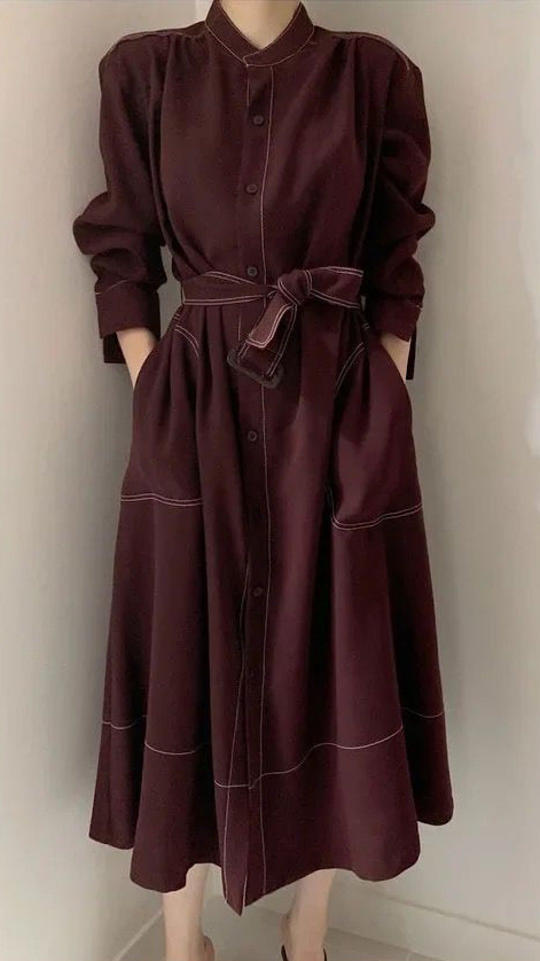 Belted Long Fall Dress