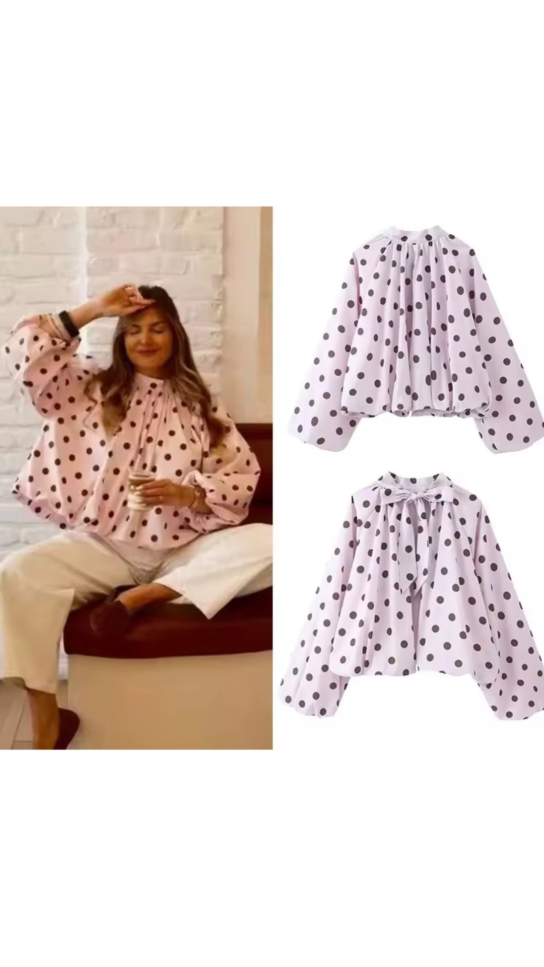 Polka Cutout Blouse