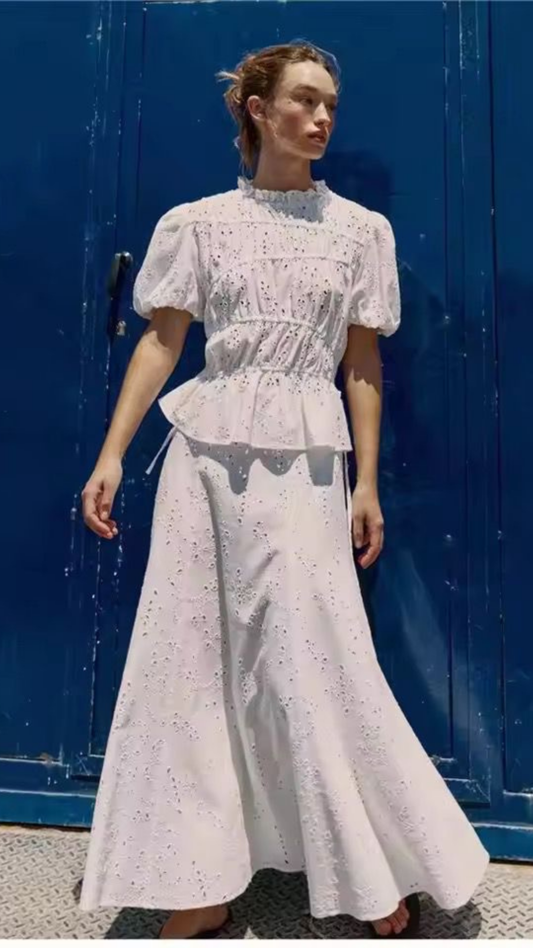 Cutwork Top & Skirt set