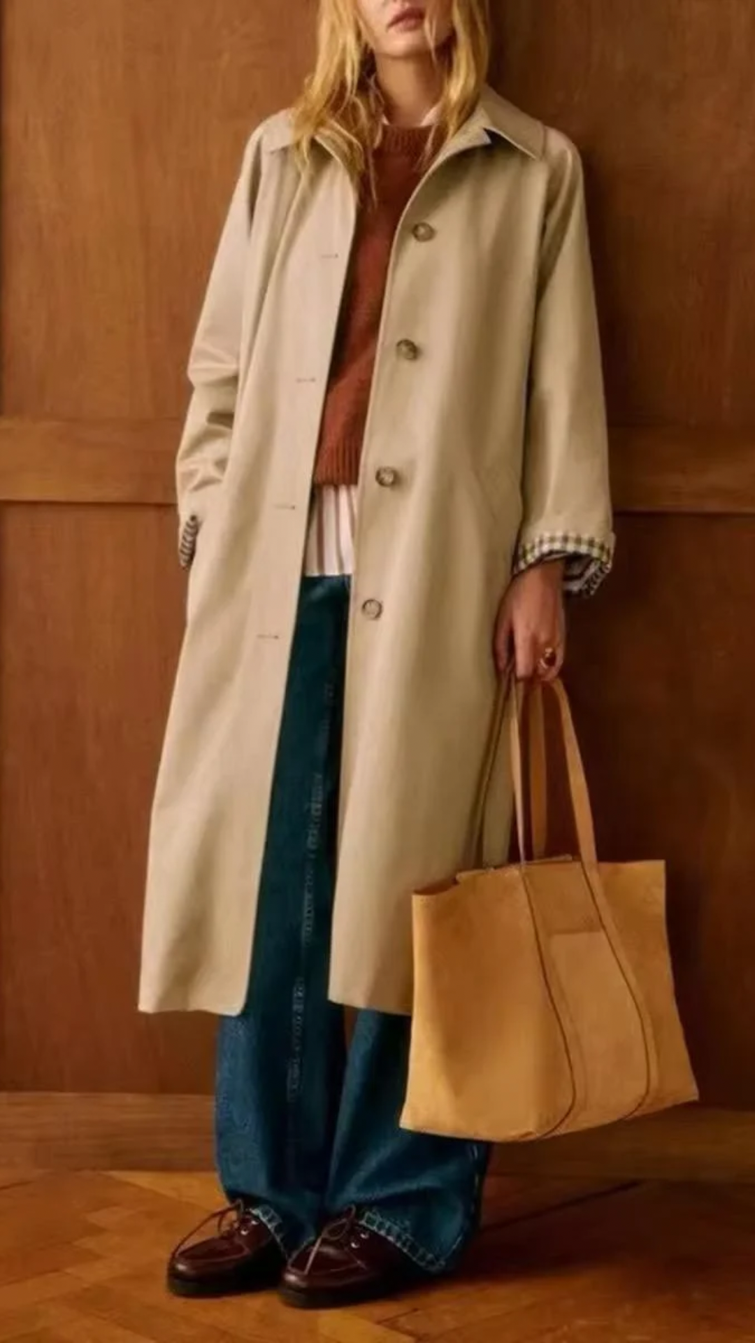 Ember Checkered Trench Coat