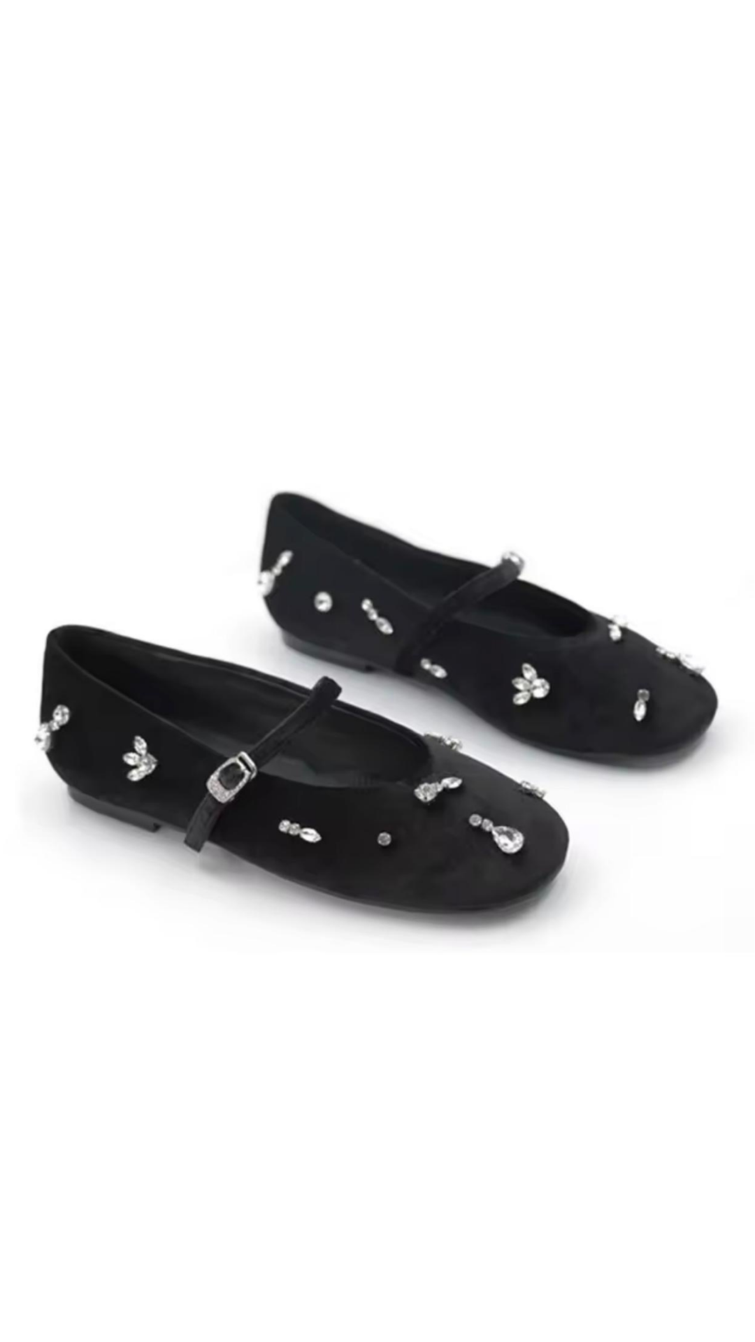 Velour Embellished Flats