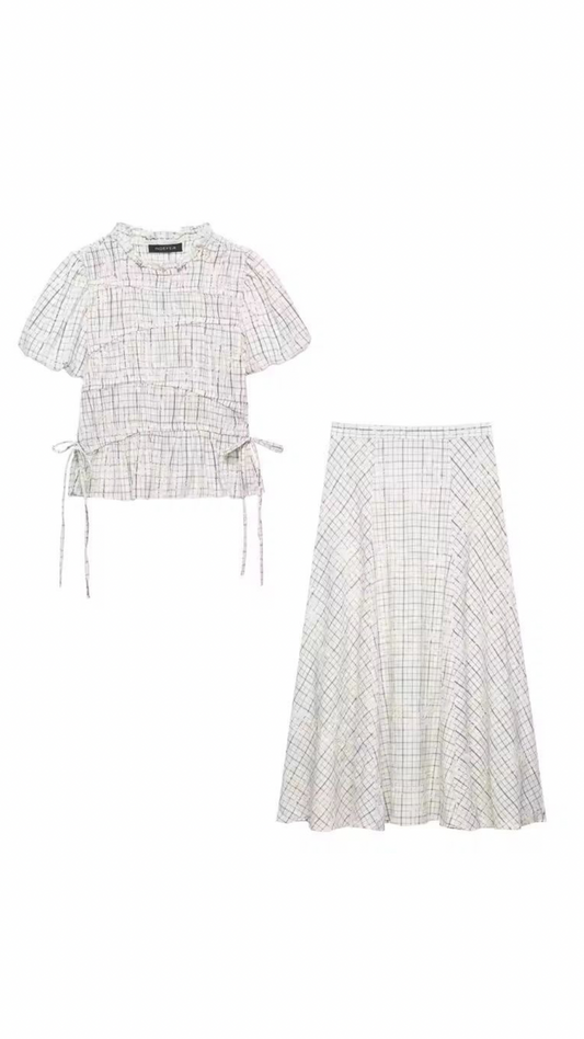 Embroidered Top & Flared Skirt Set