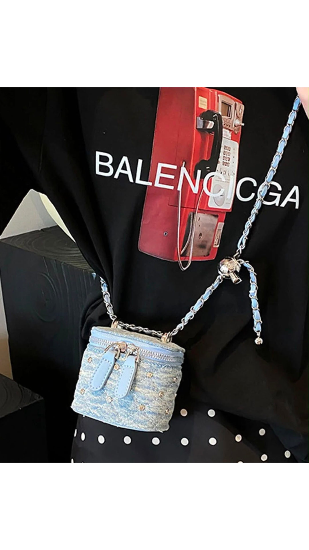 Mini denim box bag