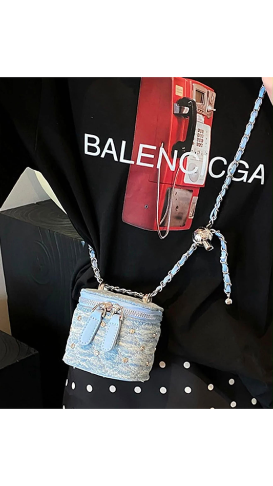 Mini denim box bag