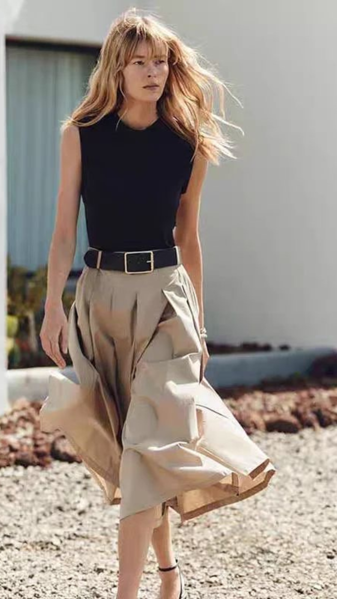 Pleated Belted Dress