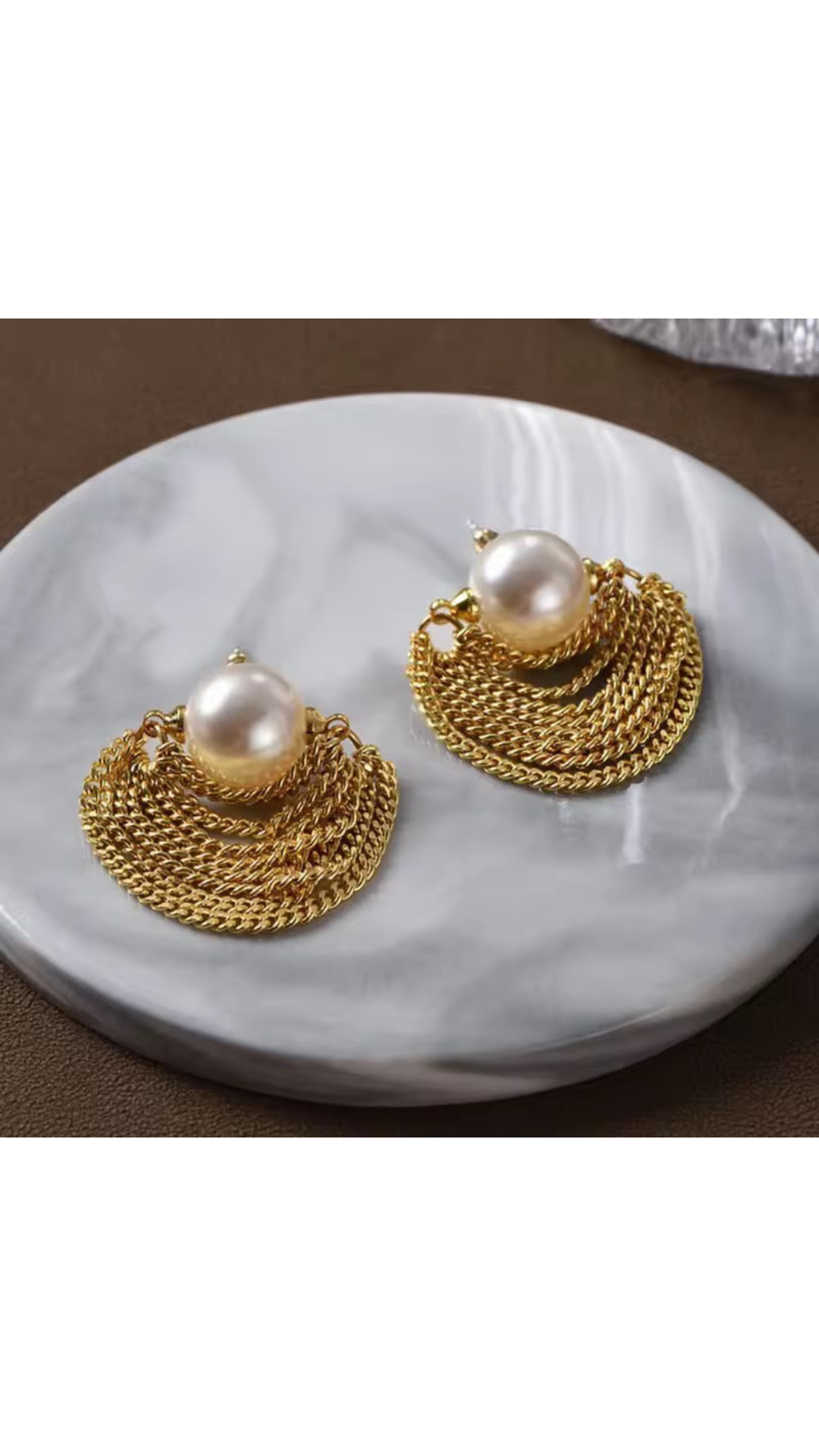 Pearl chain earrings