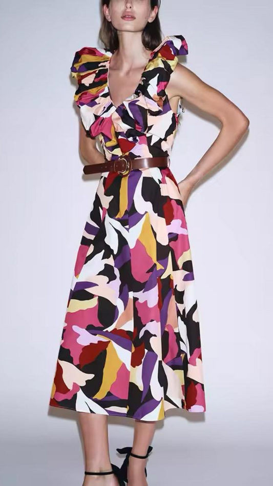 Aztec Ruffle Dress