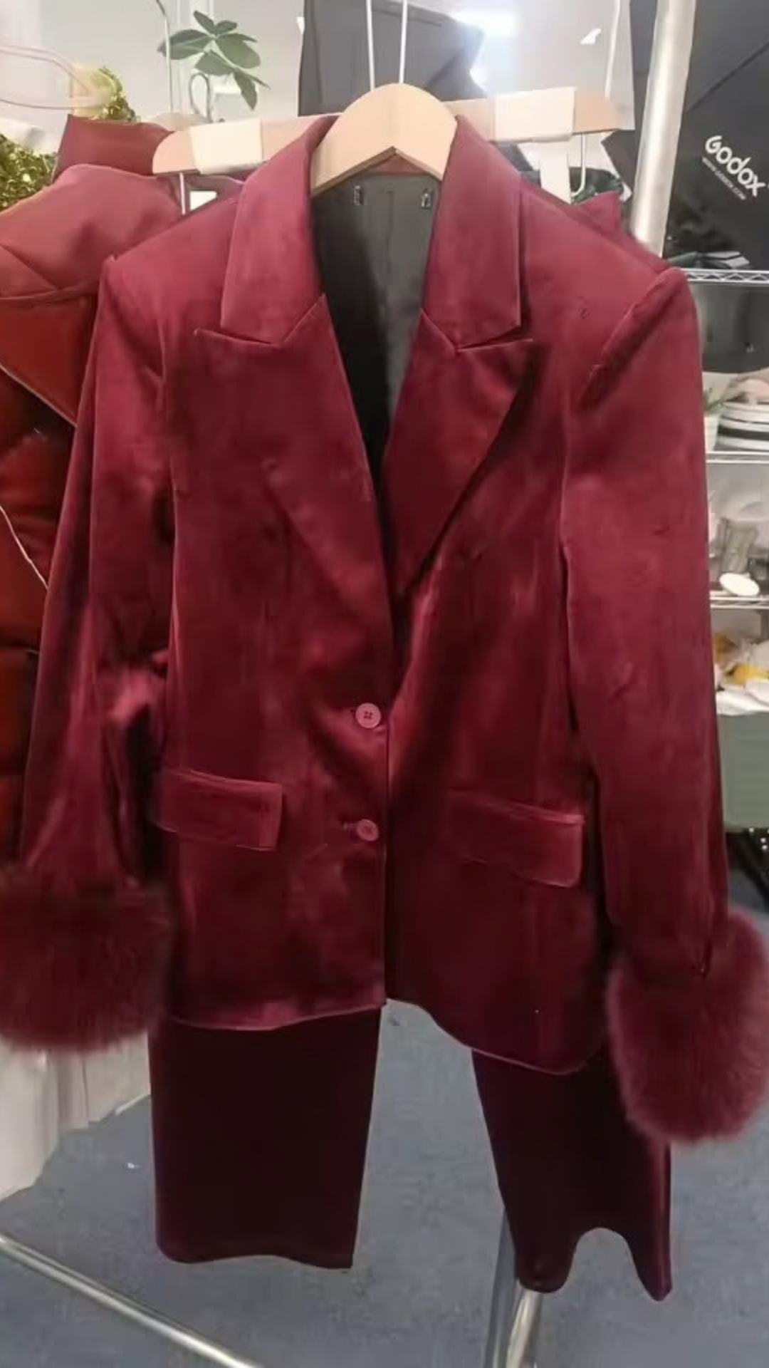 Fur blazer set