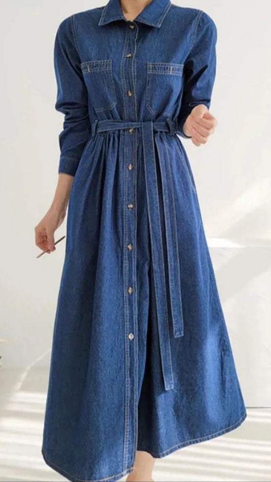 Belted Denim Dress