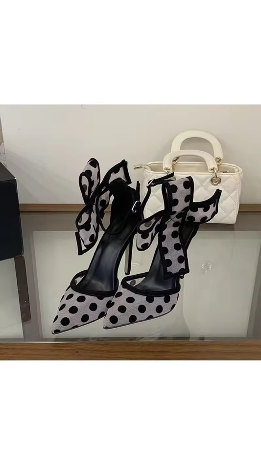 Polka dot bow heels