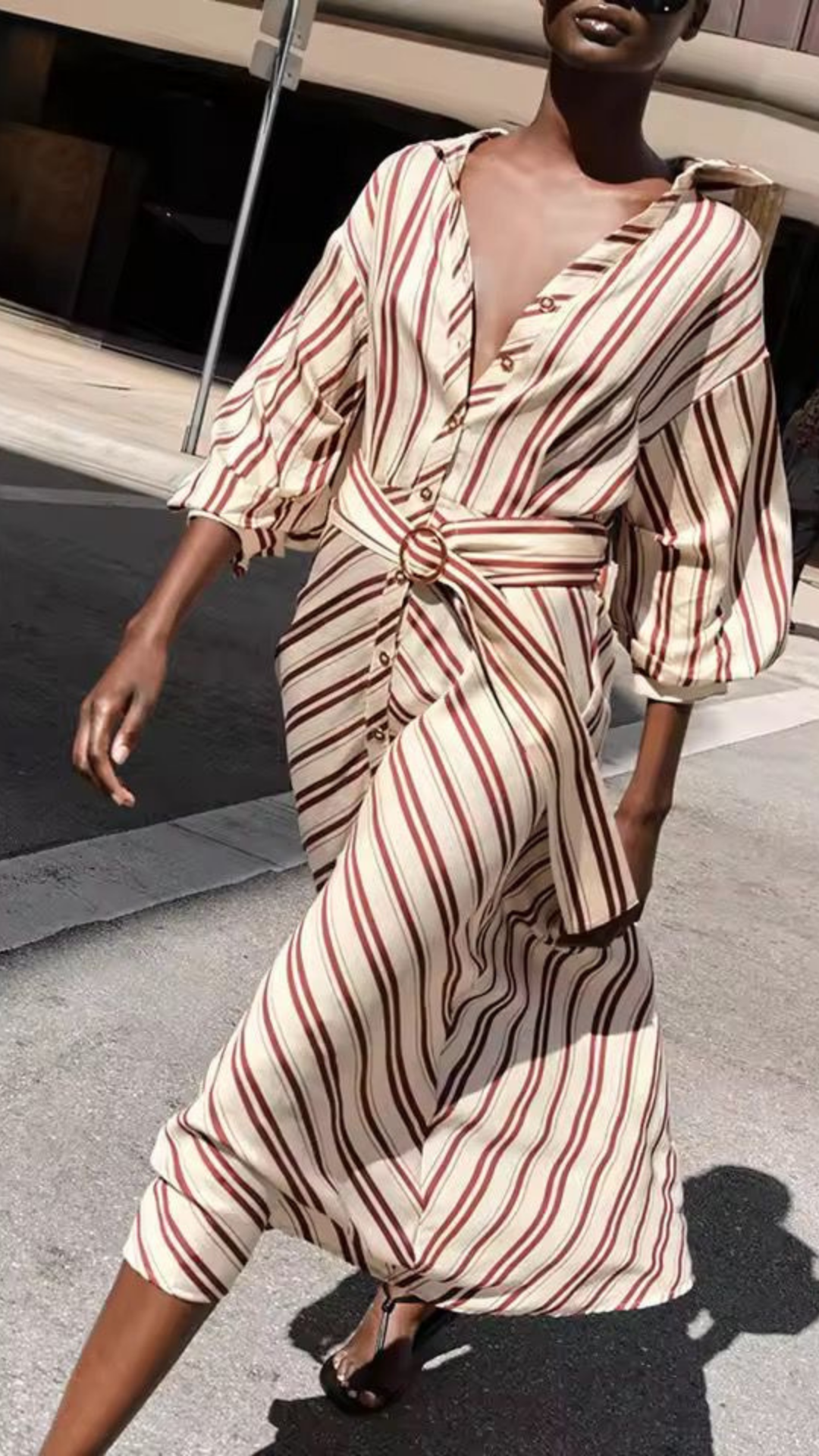 Striped Belted Dress