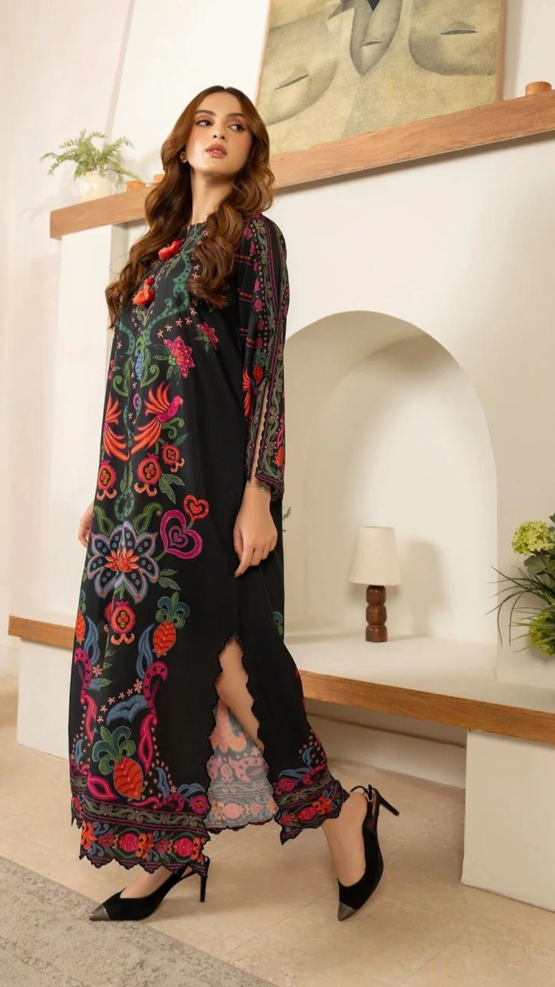 Luxe Silk Printed Long Kurta & Dupatta