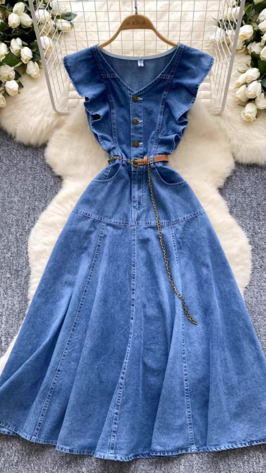 Ruffle Denim Dress