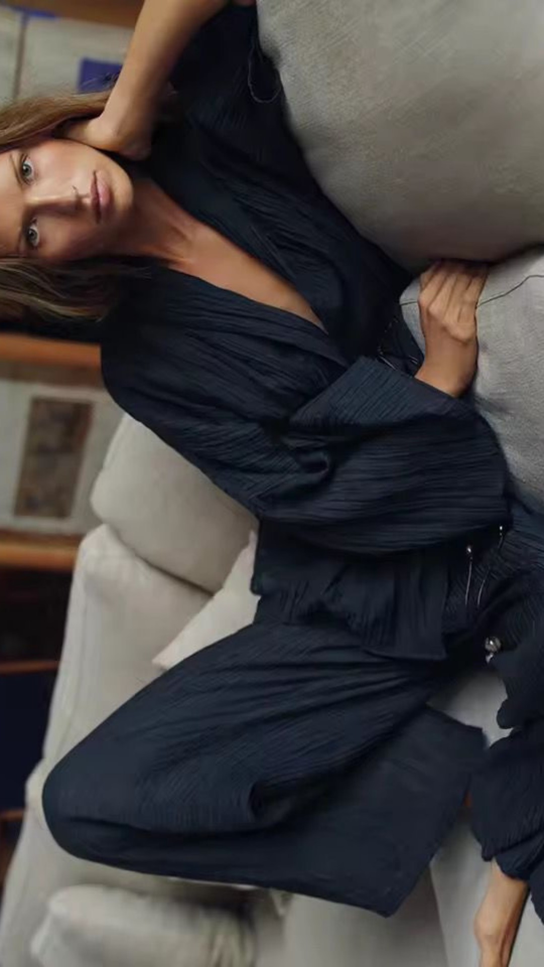 Crinkle Effect Top & Pants Set
