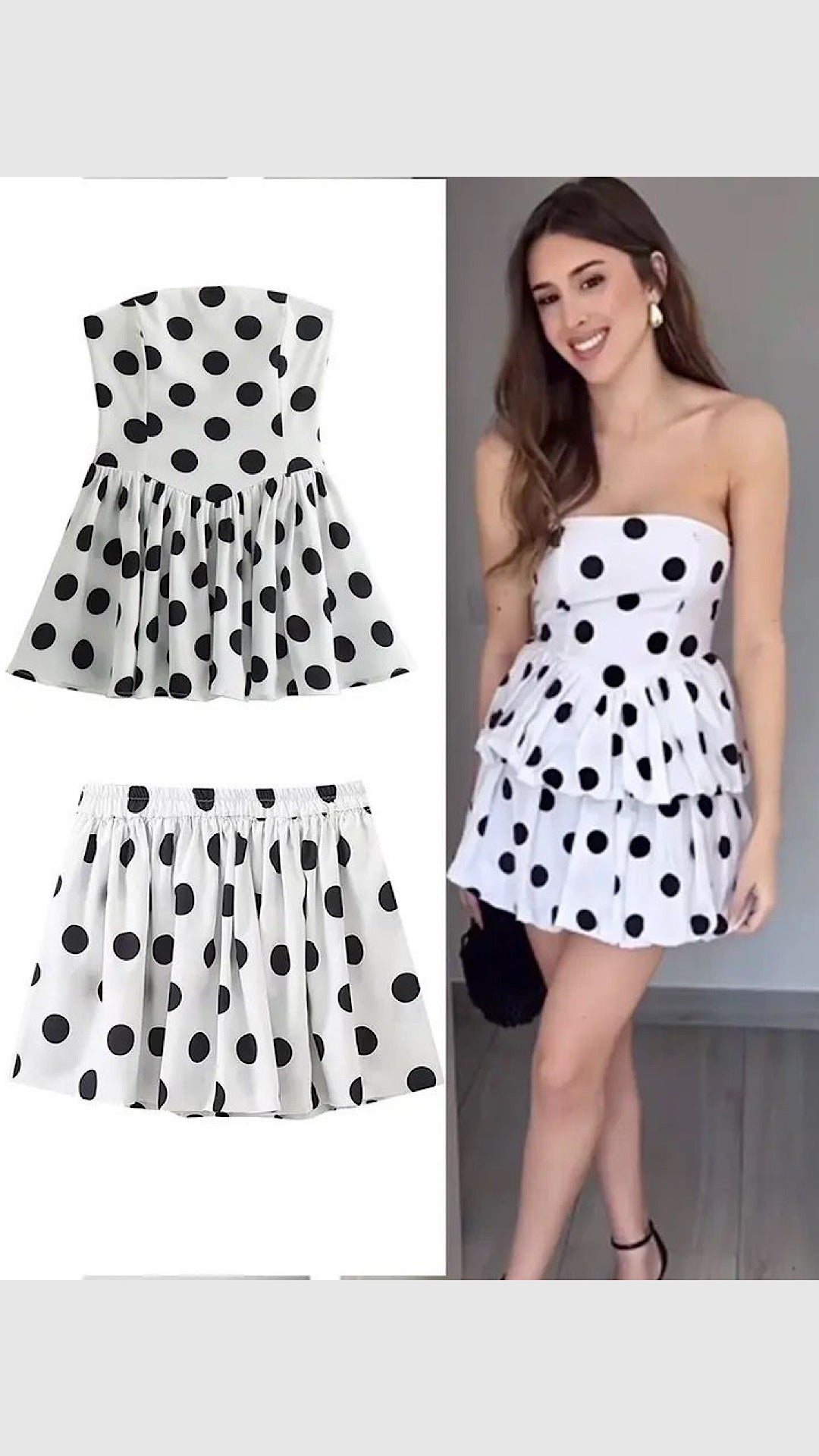 Polka Tube Top & Skirt Set