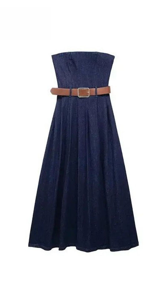 Tube Denim Maxi Dress (PRE ORDER)